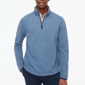 J Crew Quilted Half Zip Sweater | Blue | Large